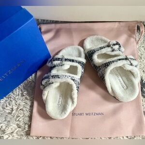 Stuart Weitzman Tweed & Shearling Side